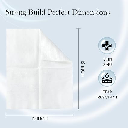 DEVOGUE® Disposable Face Towels – 50 Count, XL (10" x 12") – 100% Viscose Fiber – Ultra-Soft, Gentle on Sensitive Skin – Makeup Remover & Facial Cleansing Wipes