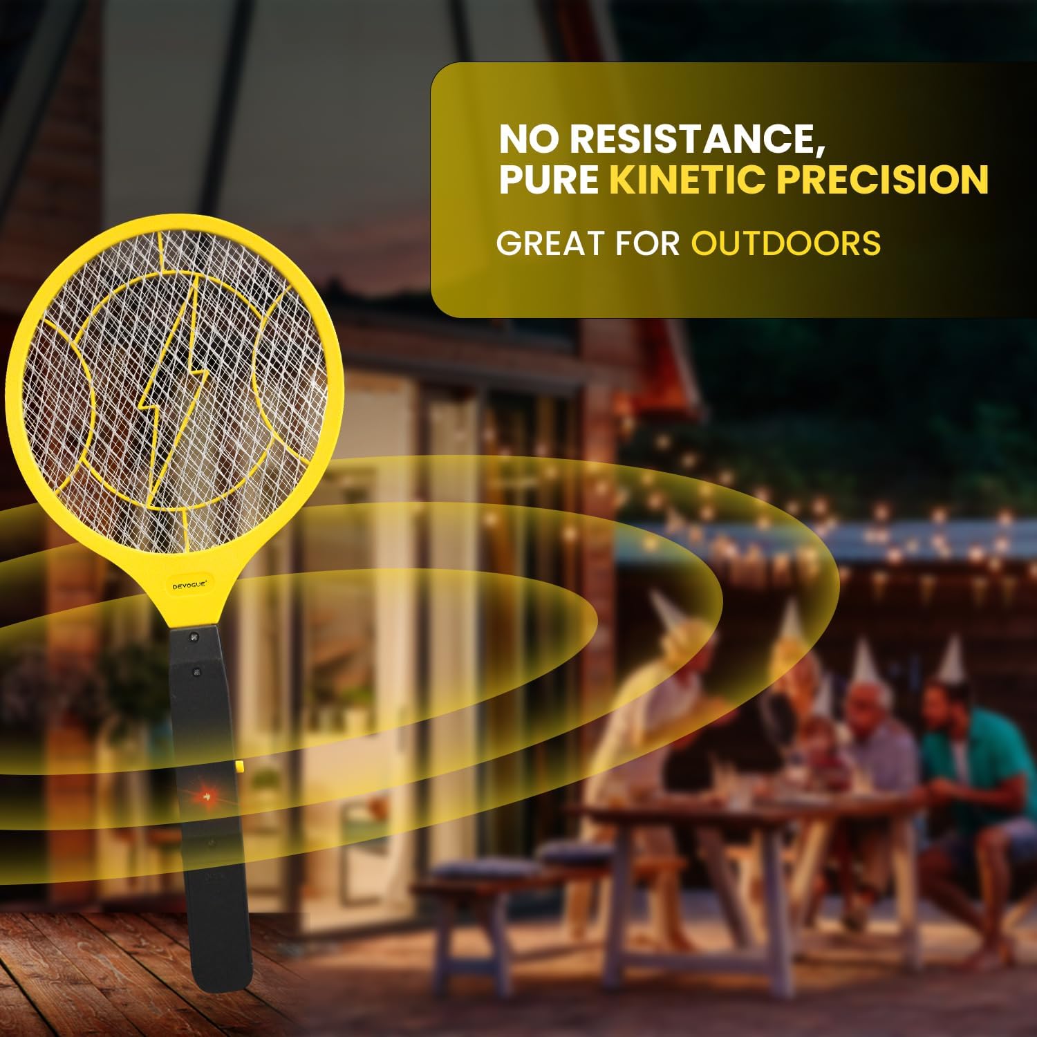 DEVOGUE® Electric Fly Swatter - Weight Like Apple - 2AA Battery Powered (not incl.) - 3-Layer Protection Grid Bug Zapper Racket for Home Bedroom Kitchen Office Backyard Patio Indoor Outdoor