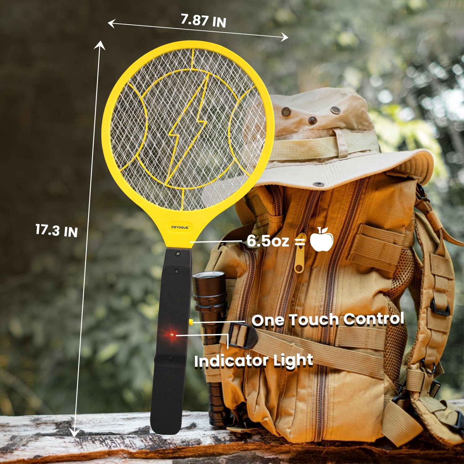 DEVOGUE® Electric Fly Swatter - Weight Like Apple - 2AA Battery Powered (not incl.) - 3-Layer Protection Grid Bug Zapper Racket for Home Bedroom Kitchen Office Backyard Patio Indoor Outdoor