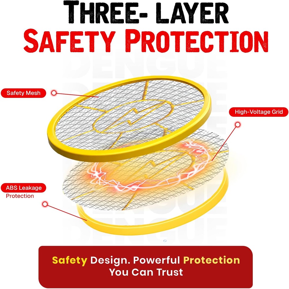 DEVOGUE® Electric Fly Swatter – Battery Operated Bug Zapper Racket, Mosquito & Insect Killer, Handheld Pest Control, Indoor & Outdoor Use