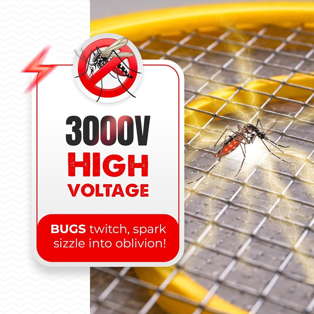 DEVOGUE® Electric Fly Swatter – Battery Operated Bug Zapper Racket, Mosquito & Insect Killer, Handheld Pest Control, Indoor & Outdoor Use